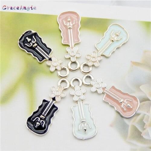 6pcs Mixed Guitar Enamel Musical Jewelry charms Musical instrument pendant Earrings Necklace Making package DIY Handmade Gifts