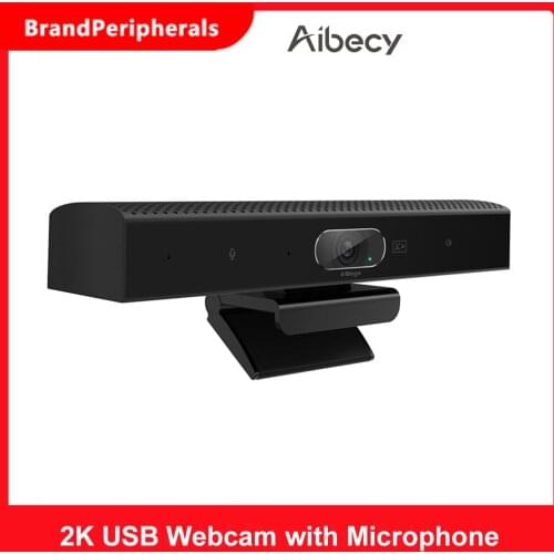 Aibecy 2K USB Webcam 3-in-1 HD Video Conference Camera with Microphone and Speaker AI Face Tracking Auto Focus 360° Voice Pickup
