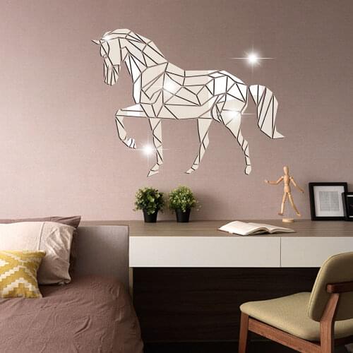 Litter Horse Shaped Acrylic Mirror Wall Stickers Bedroom Living Room Decor Home Decoration Accessories
