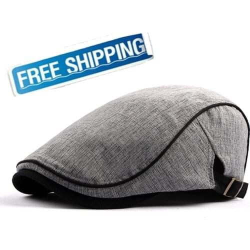Adjustable Cotton Berets Newsboy Hats For Men Classic Spring Summer SunCaps Cotton Blend Beret Hat Flat Brim Men Berets Cap