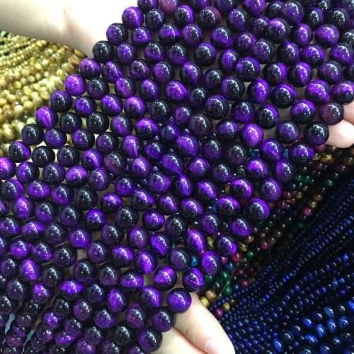 Natural stone beads Round Purple Tiger Eye Stone Exquisite loose Spacer beaded For Jewelry Make DIY Bracelet Necklace Accessorie