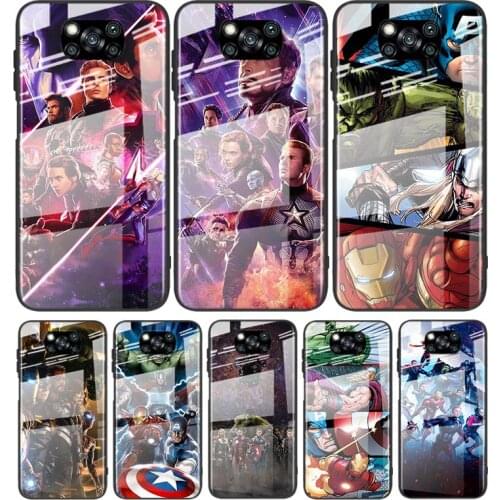 Tempered Glass Cover Luxury Fashion Marvel Avengers For Xiaomi POCO F3 F2 X3 NFC X2 M2 Pro Shockproof Shell Phone Case