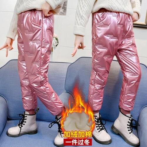 Kids Leggings Teens Girls Snow Pants Autumn Winter Children High Quality Warm Down Cotton Trousers Teenage Waterproof Ski Pants