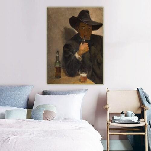 Diego Rivera《Self-portrait with Broad-Brimmed Hat》Canvas Oil Painting Artwork Poster Picture Wall Hanging Decor Home Decoration