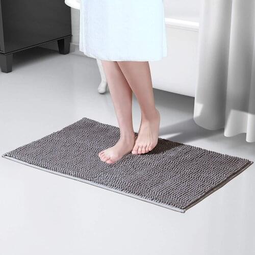 Home Non-slip Chenille Bath Mat Easy to Clean Bathroom Mats Soft Shower Rug grey water absorption Bath Mat 50X80cm