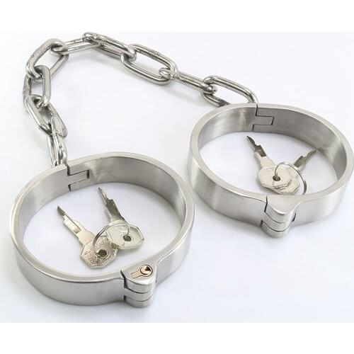Adult sex games bondage restraints leg irons chain stainless steel ankle cuffs metal bdsm fetish sex toys for woman men