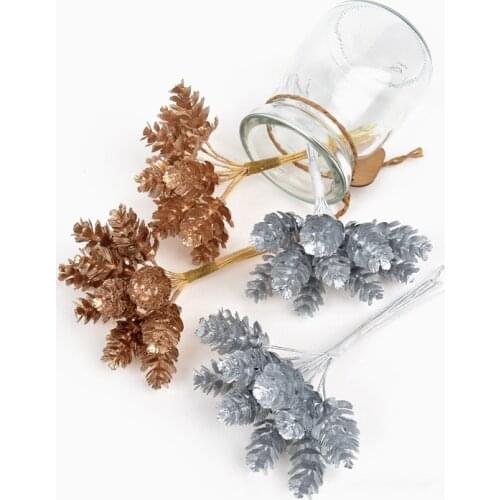 Simulation Leaf Wreath Artificial Plant Gold Silver Christmas Ornament Party Wedding Favor Artificial Flower DIY Accessories