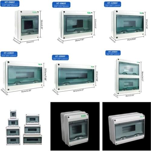 HT Series 5/8/12/15/18/24Ways Household Illumination Electrical Distribution Box Waterproof Junction Wire Box Accessories