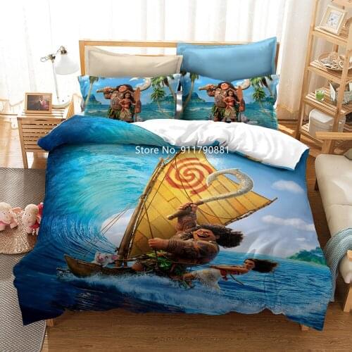 Disney Movie Moana Pattern Bedding Set Cartoon Duvet Covers and Pillowcases Girls and Boys Bedroom Decoration Home Textile