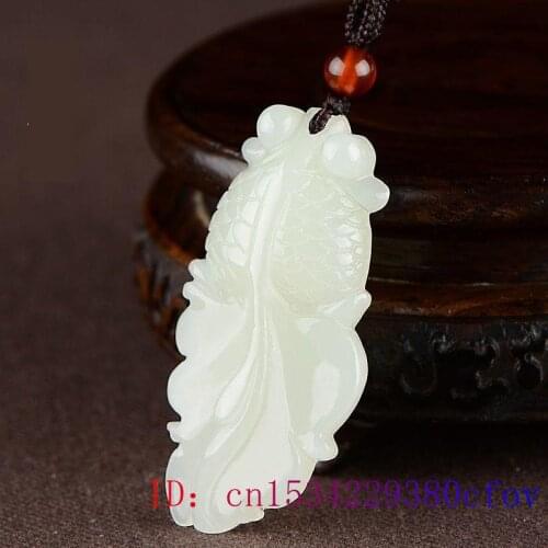 White Jade Goldfish Pendant Natural Jewelry Women Jadeite Gifts Fashion Charm Carved Chinese Men Necklace Amulet