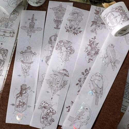 50x3m Vintage Washi Tape Star Series Scrapbooking DIY Diary Planner Silver Washi Tapes Solid Techo Material Stationery Supplies