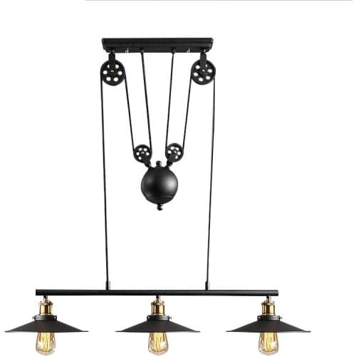 Loft Adjustable Pendant Lights 3 heads Black Iron Edison pendant lamps For Parlor Study Suspension Hanging lamps Antique PA0397