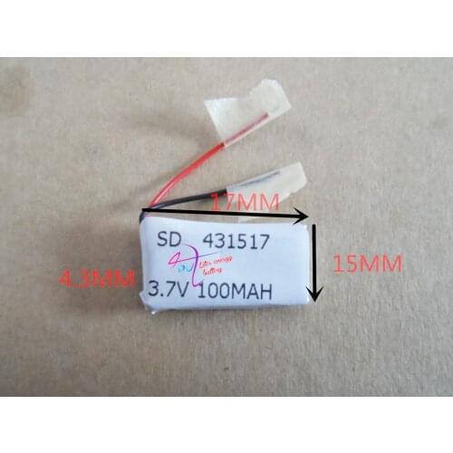 Best battery brand 3.7V polymer lithium battery 431517 MP3 smart watch 100mAH Bluetooth headset