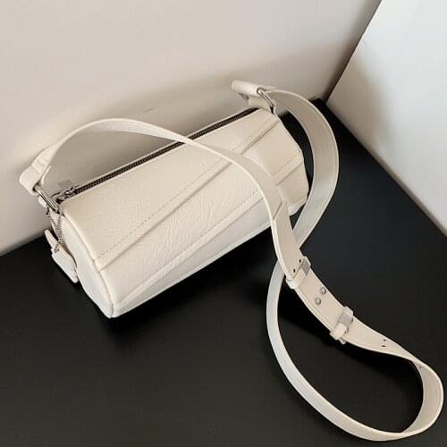 Fashion Women Leather Handbags Vintage Cylindrical Bags Lady Sac A Main High Quality Crossbody Bags for Women Solid Shoulder Bag