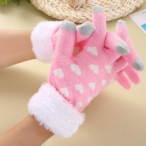 Fashion Women Autumn Winter Plush Warm Sport Fitness Touch Screen Cycling Gloves Female Knit Mittens Fashion Outdoor Gloves Lady