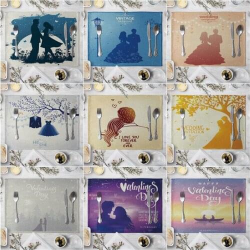 Fashion Print Rectangle Cotton Linen Western Style Table Pad Cut Mats Placemat for Dinner Kitchen Table 40x30cm