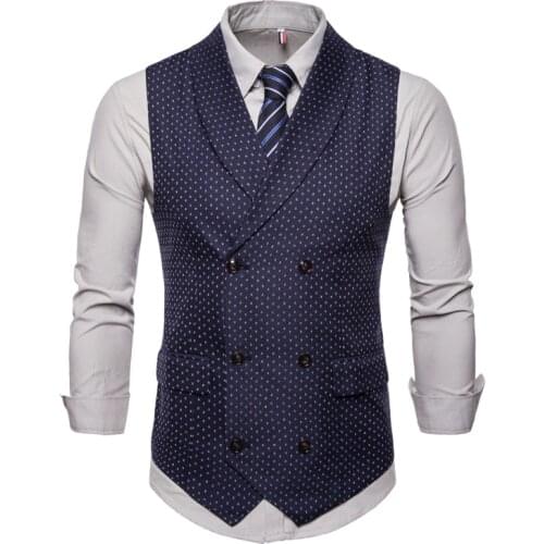 Mens Formal Blazer vests Casual Double Breasted V-neck Fashion M-4XL Male England Style Printed Casual Blazer Vests