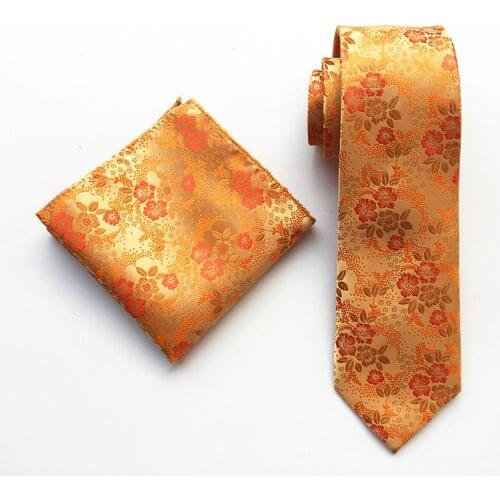 Floral Mens Tie Set Silver White Purple Red Pink Blue Orange Jacquard Silk Tie Pocket Square 8cm Classic Ties for Men Corbatas