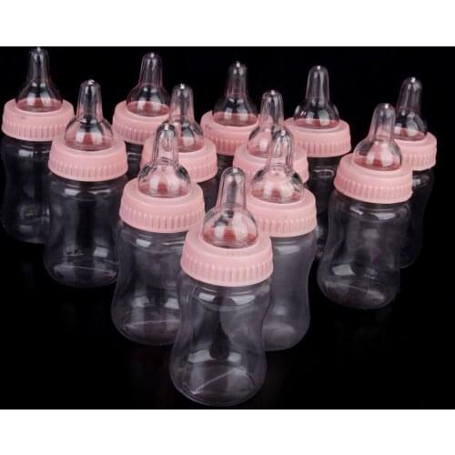 New Hot Sale 12x Milk Bottles Baby Shower Christening Favors Party Decor Girls Boys Party Supplies Candy Box Home Decoration
