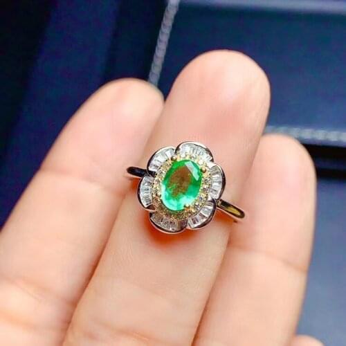 New Arrival Real Natural Natural emerald ring 925 sterling silver Fine jewelry For men or women