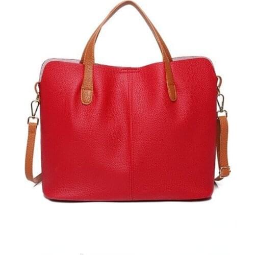 Solid Color Shoulder Messenger Bag Large Capacity Litchi Pattern Handbags Causal Simple Crossbody Bag Ladies Fashion Tote Bag