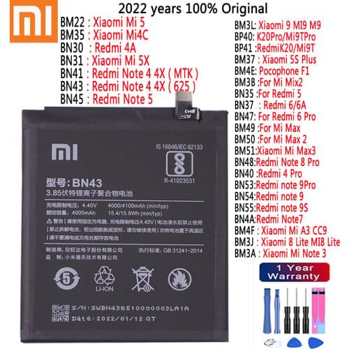 Original Phone Battery BM3A For Xiaomi Mi Note 3 Replacement Battery 3300mAh High Capacity Phone Batteries Free Tools