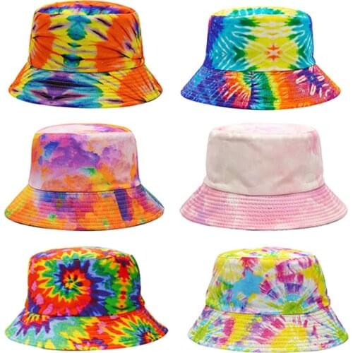 2021 Fashion Double-sided Tie-dyed Bucket Hat For Women Men Sunshade Fisherman Hats fishing Cap Female Panama