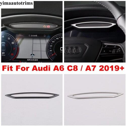 Stainless Steel Car Dashboard Panel Cover Trim Strip For Audi A6 C8 / A7 2019 - 2021 Black Brushed / Silver Interior Accessories