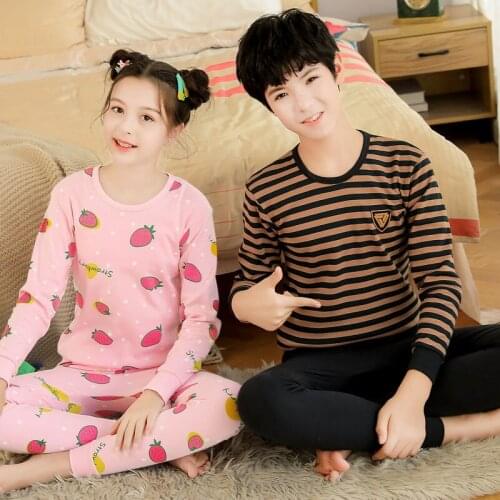 Teenage Girls Pajamas New Autumn Long sleeve Childrens Clothing Boys Sleepwear Cotton Pyjamas Sets For Kids 9 10 12 14 16 Years