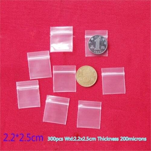 2018 Real Cling Film 300pcs Wxl:2.2x2.5cm Thickness 200microns Pe Zipper Plastic Transparent Bag ,lock Clear Packaging Bags