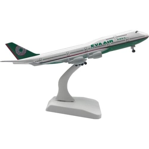 20cm Aircraft EVA Air 747 with Landing Gear B747 Alloy Plane Model Toys Children Kids Gift for Collection Desk Decoration