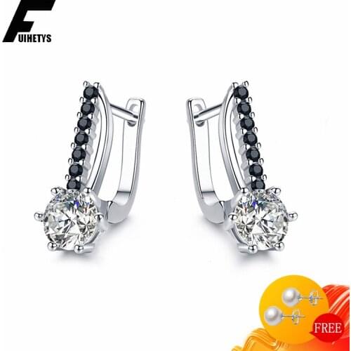 Fashion 925 Silver Jewelry Earrings with Obsidian Zircon Gemstone Drop Earring for Women Wedding Engagement Party Gift Accessory