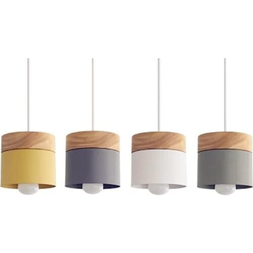 Nordic Modern LED Pendant Lights creative design Wood Iron Colorful Pendant Lamps E27 for Living Room Bedroom Foyer Dining Room