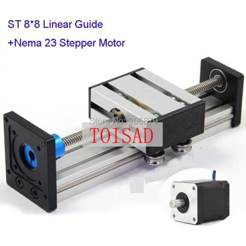 ST T8*8 Effective Travel Length Stroke 200mm 8MM T-screw Linear Guide Motion Moving Slide Rail CNC+57 Nema 23 Stepper Motor