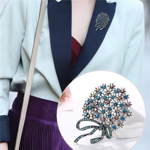 Rhinestone Large Flower Brooches For Women Autumn Winter Design Fashion Vintage Corsage Brooch High Quality New