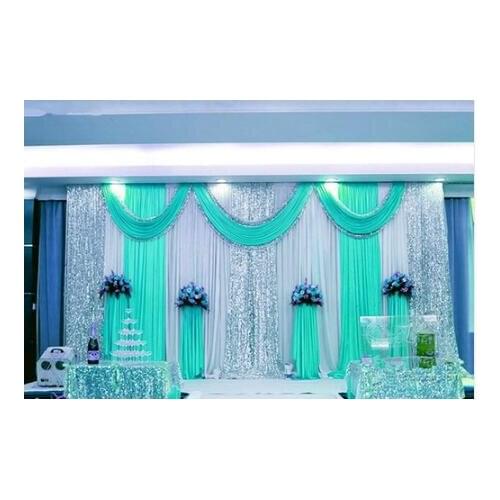 Special Offer 10ftx20ft sequin wedding backdrop curtain with swag backdrop/ wedding decoration romantic Ice silk stage curtains