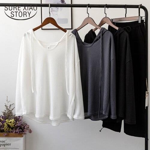 Spring Long Sleeve White Shirt Women Plus Size Blouse Loose Women 2021 Korean V-neck Pullover Casual Tops for Women 11455