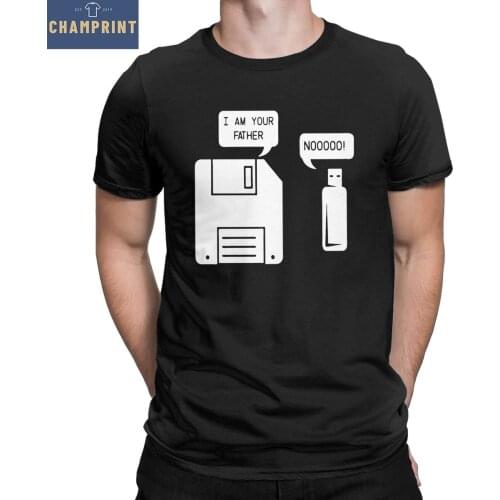 Vintage USB Floppy Disk I Am Your Father T-Shirts for Men Round Neck Cotton T Shirts Short Sleeve Tees Birthday Present Tops
