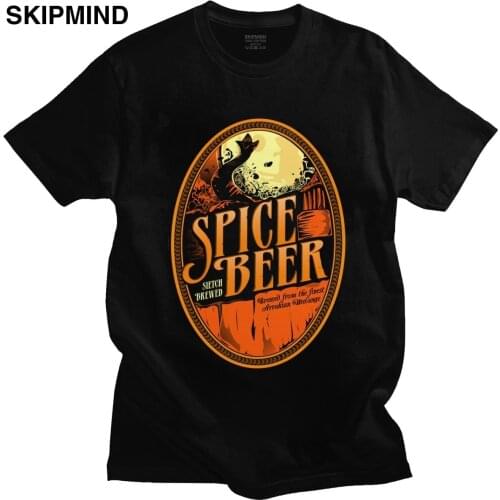 Funny Dune Spice Beer T Shirt Men Pure Cotton Herbert Frank Arrakis Sandworm T-shirt Science Fiction Tee Top Short-Sleeve Tshirt