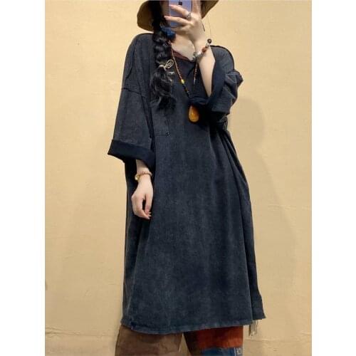 Large size T-shirt Women Autumn New Loose Casual Long Tops 2021 Ladies Concise Vintage All-match T-shirt Tops