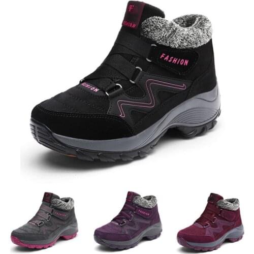 Winter Womens Boots Outdoor Warm Hiking Shoes Wear-resistant Non-slip Soles and Velvet Lining Female Snow Boots