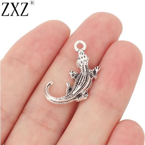 ZXZ 20pcs Tibetan Silver Crocodile Alligator Charms Pendants Beads for Bracelet Necklace Jewelry Making Findings 26x18mm