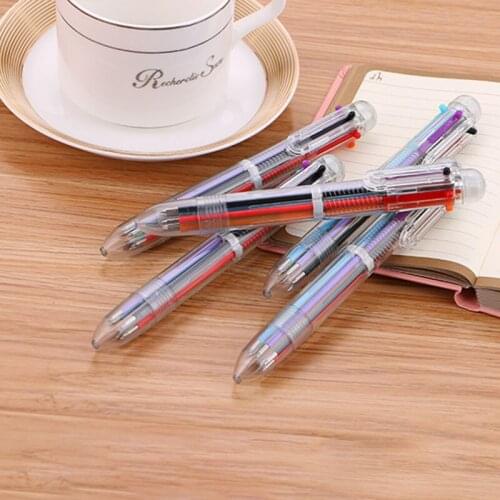 1Pc/Lot 6 In 1 Colorful Pens Cute DIY Toy Novelty Multi-color Ballpoint Pen Multi function Stationery School Supplies Kids Gifts