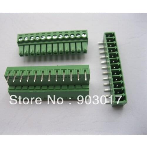 200 Pcs Per Lot 3.81mm Angle 12 pin Screw Terminal Block Connector Green Pluggable Type 15EDCK-15EDCR-3.81 HOT Sale