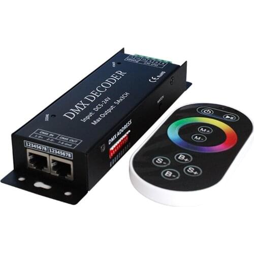 3 Channel 15A Strip DMX Decoder 5-24V Common Anode + Touch Remote Control DMX