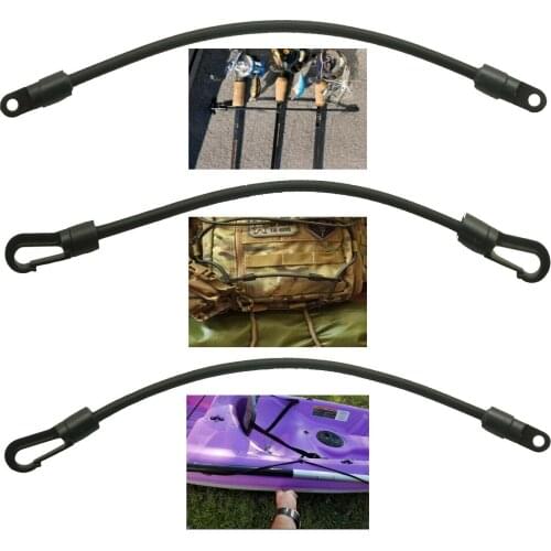 3x Rod Tamer Strap Holder Down Strap Kayak Bungee Terminal End Tabbed Hooks Cord