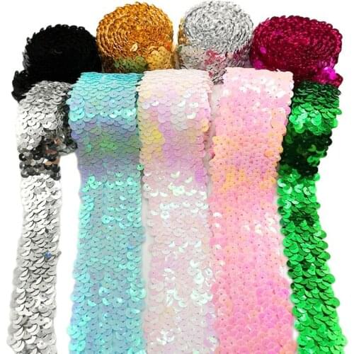 4.5cm elastic sequins 5 rows lace weaving belt elastic belt DIY dance dress accessories