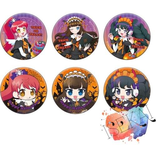 50mm Pripara Anime Badge Gaarumaeddon Garuru Kurosu Aroma Shiratama Mikan Helloween Metal Badge Pins Brooch Pins