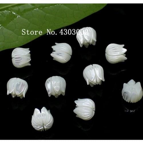 50pcs/lot 8mm Natural Tulip Flower Mother of Pearl shell for DIY Jewelry Magnolia Flower MOP Pearl shell Beads