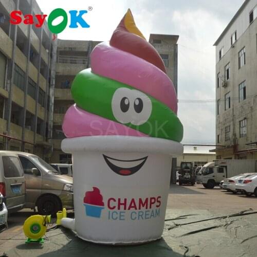 5mH Outdoor PVC advertising inflatable ice cream cone with logo printing for sale